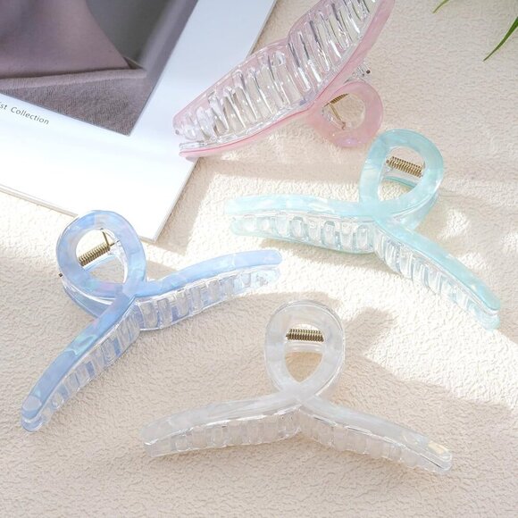 Large Acrylic Hair Claw Clips 4PCS Thick Hair Secure Grip Stylish Accessory - Picture 7 of 7